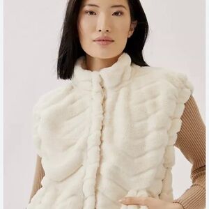 Anthropologie Ivory Faux Fur Vest